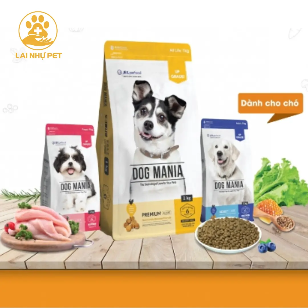 Hạt cho chó Dog Mania 1kg Dinh dưỡng tối ưu, đề kháng vượt trội -Lai Nhự Pet.