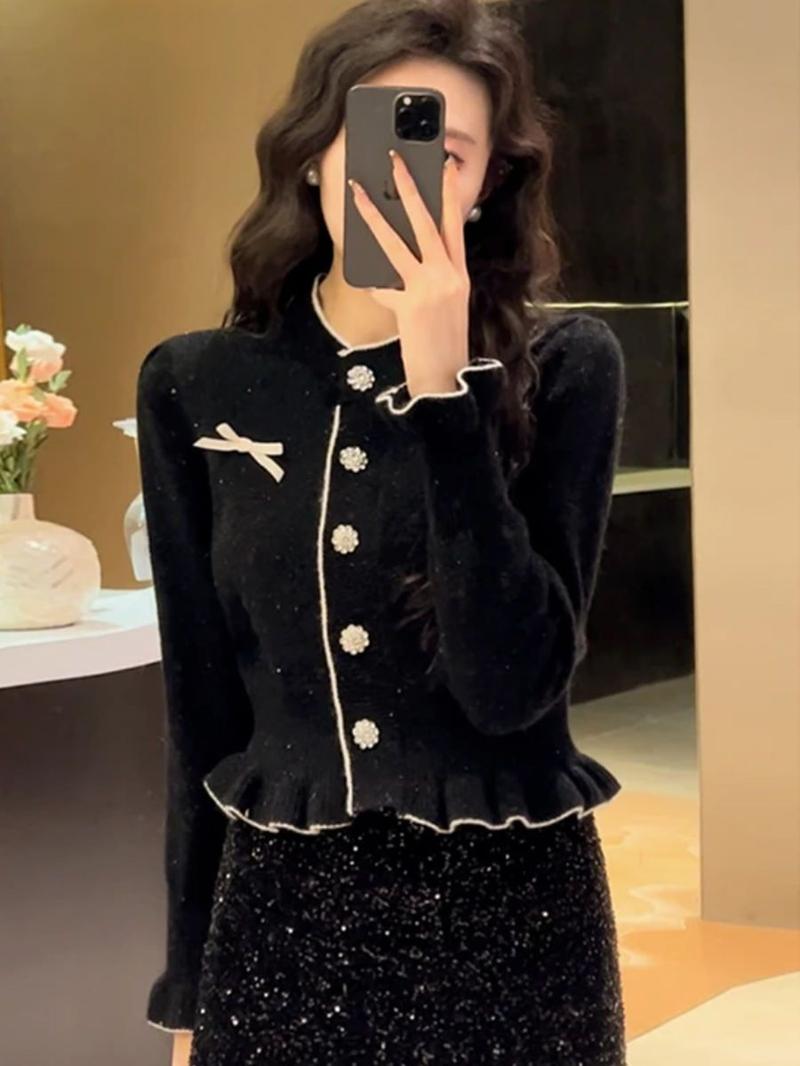 Product Introduction of Áo Cardigan Dệt Kim, Màu Đỏ, Dài Tay, Dành Cho Nữ, Mùa Thu Và Mùa Đông, Cao Cấp, Xếp Nhún, Khâu Ngắn, Cỡ Nhỏ Áo Trên 9