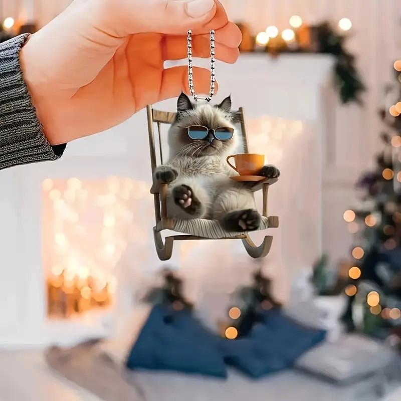 Product Introduction of New Cross-border Cute Cat Acrylic Material Flat Car Hanging Backpack Accessories Home Decoration 13