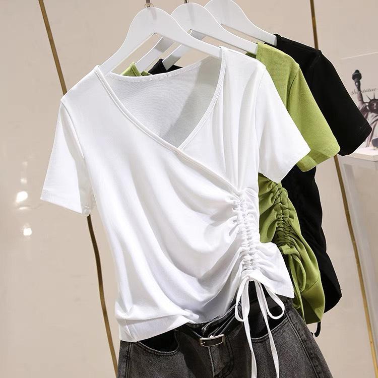 Thời Trang Bigsize Áo Thun Dây Rút 50 - 100Kg Dễ Thương Top Nữ Women Cổ Tròn - A.1109