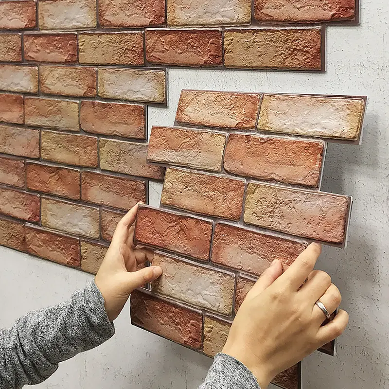 3D Brick Wall Sticker Self-Adhesive PVC Wallpaper for Bedroom Waterproof Oil-proof Kitchen Stickers DIY Home Wall Decor