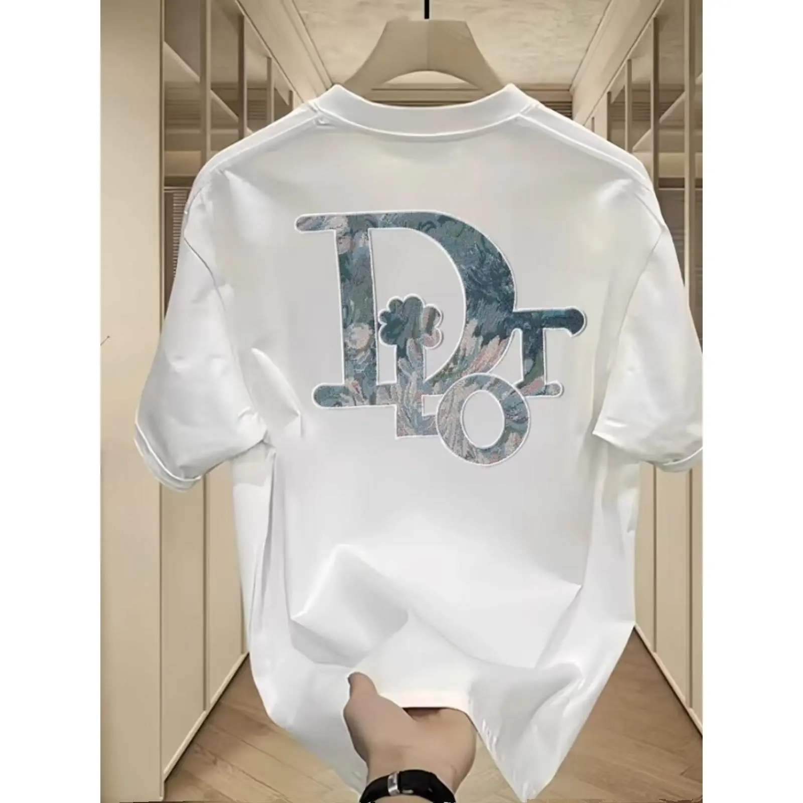 Interesting text&pattern printed men's short sleeved T-shirt, soft and comfortable, casual and fashionable, suitable for home, work, and outdoor wear
