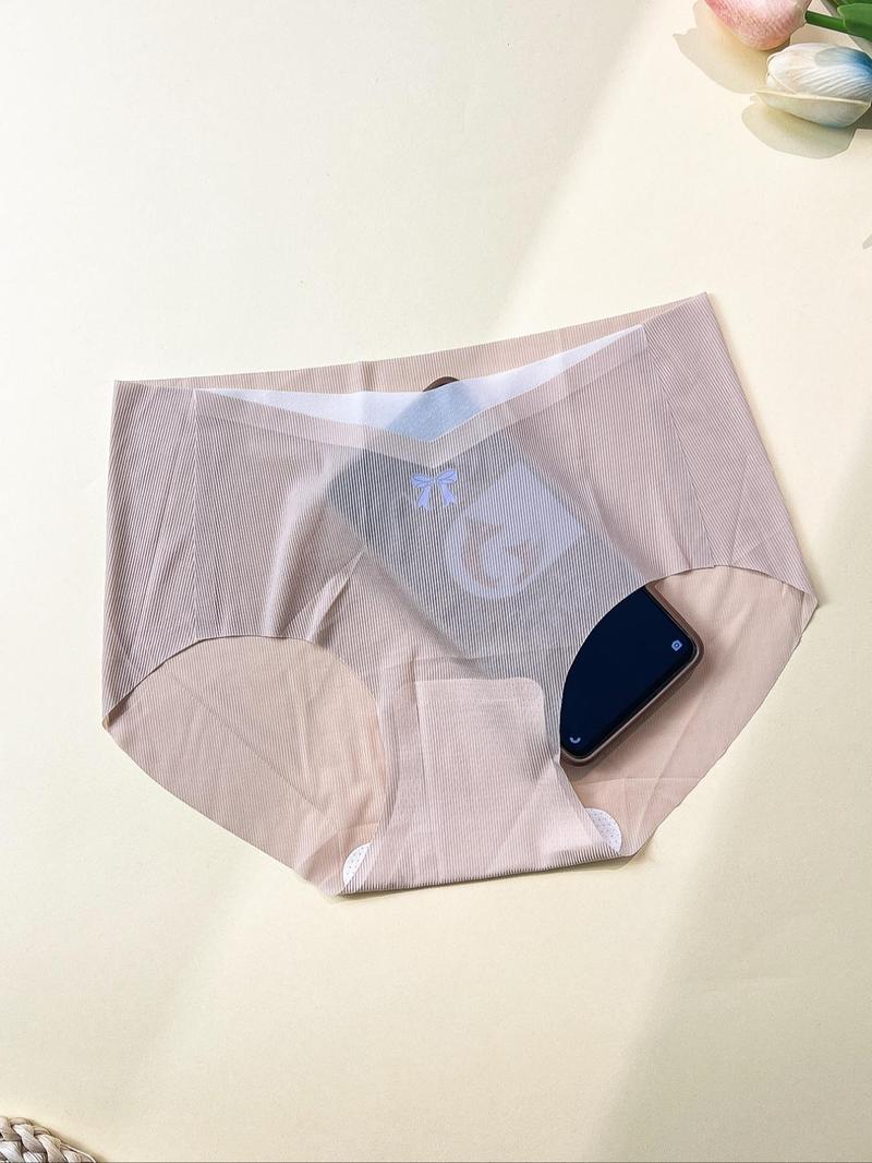 Product Introduction of Women's Bowknot Print Seamless Ice Silk Panty, Breathable Comfy Knicker for Daily Wear, Underwear for All Seasons 4