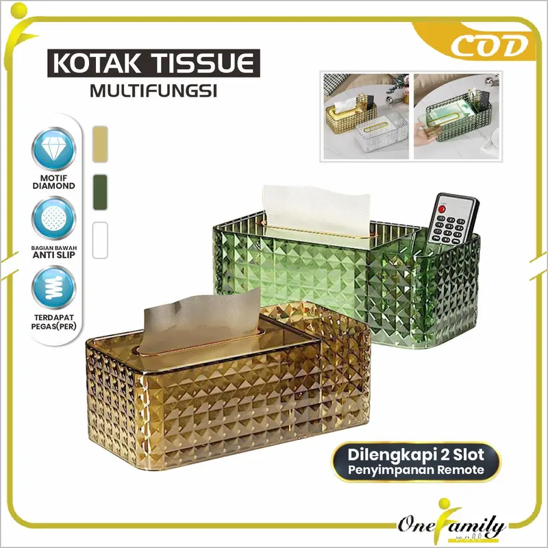 [COD] OFM C969 Tempat Penyimpanan Tisu Serbaguna Diamond ada 2 Slot Remote 0