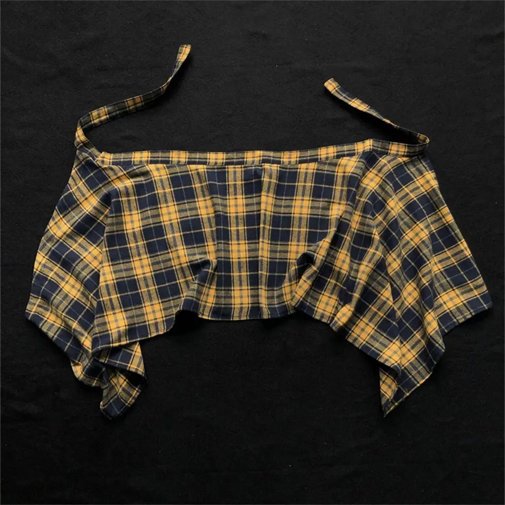 2025 High Quality [20000 People Praise] This Year's Popular Colorful Yellow Plaid Fart Curtain Women's One-Piece Lace-up Yellow Plaid Meat Hiding Artifact Men's Hem Boys' Shirt Hot Sale