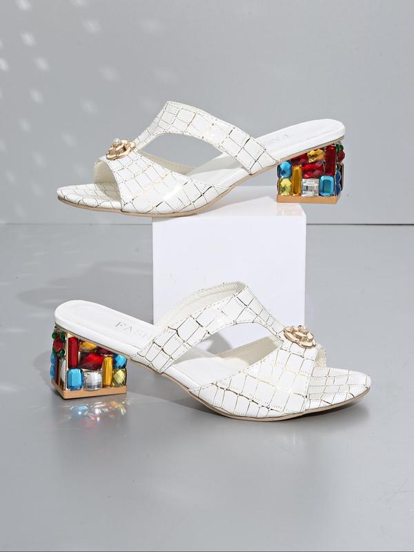 Women's Fashionable Patchwork Design High Heel Sandals, Casual Versatile Sandals for Summer, Lightweight Breathable Comfortable Shoes for Daily Wear, Girl 0