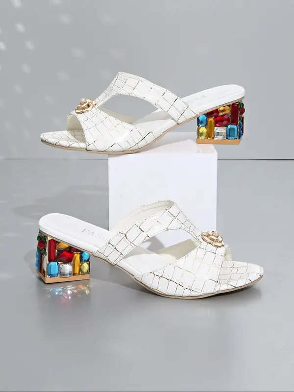 Women's Fashionable Patchwork Design High Heel Sandals, Casual Versatile Sandals for Summer, Lightweight Breathable Comfortable Shoes for Daily Wear, Girl 0