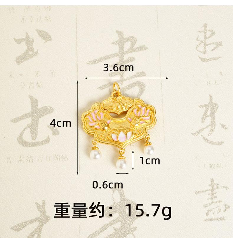 Product Introduction of New Vietnam Sand Gold Colorfast Lock of Good Wishes Lotus Imitation Pearl Tassel Necklace Chain National Style Yiwu Accessories tennis bracelet 6