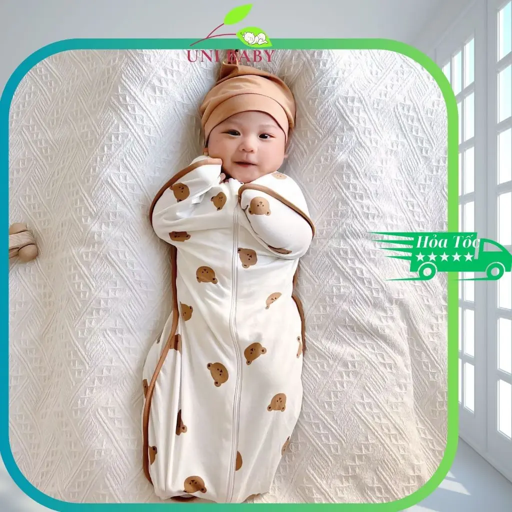 Nhộng chũn ngủ cho bé sơ sinh chất vải mềm mại giúp bé giảm giật mình, ngủ ngon sâu giấc Uni Baby
