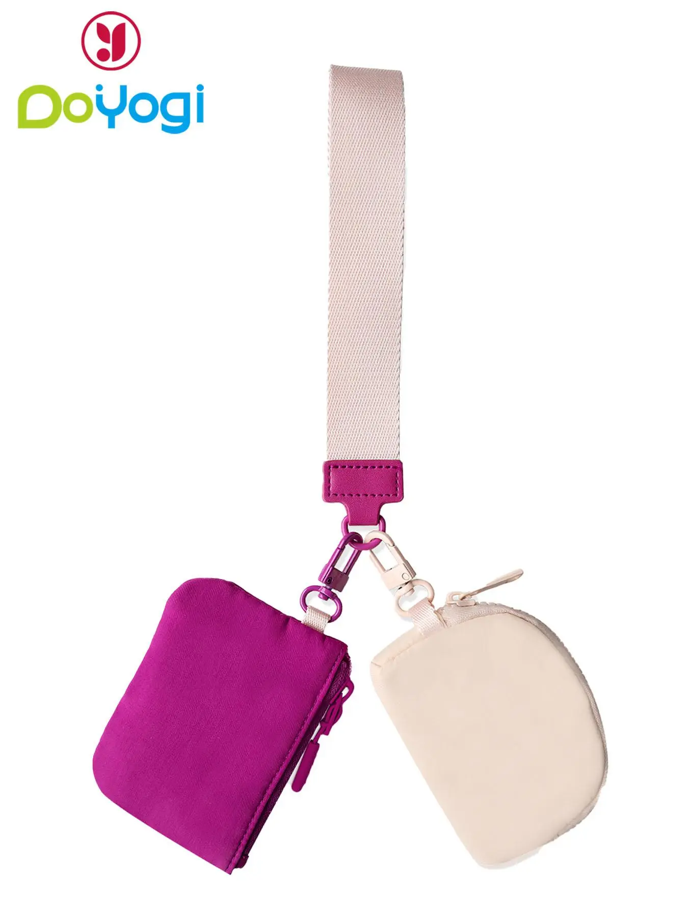 Women's Fashion Dual Pouch Zipper Wristlet Bag, Detachable Coin Purse, Compact and Portable Mini Fabric Wallet for Women, Wallets Women