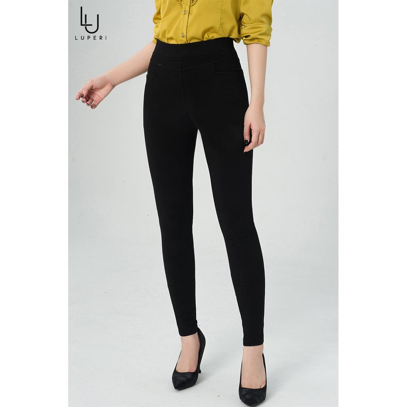 Quần Legging Màu đen Trơn lưng cao Luperi LP516 chất liệu umi dày dặn không bai nhão không cắn chỉ không xù tôn dáng chân dài eo thon