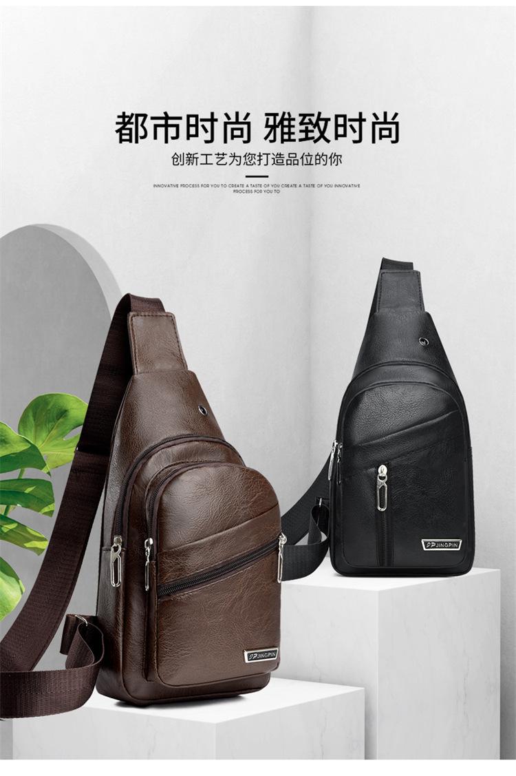 Product Introduction of 2025 Men's PU Soft Leather Chest Bag Simple Shoulder Bag Waterproof Casual Business Crossbody Bag 0