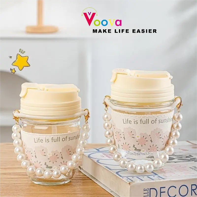 [COD] Tumbler Mutiara/ Gelas Kopi/ Gelas Aesthetic Dengan Handle Mutiara