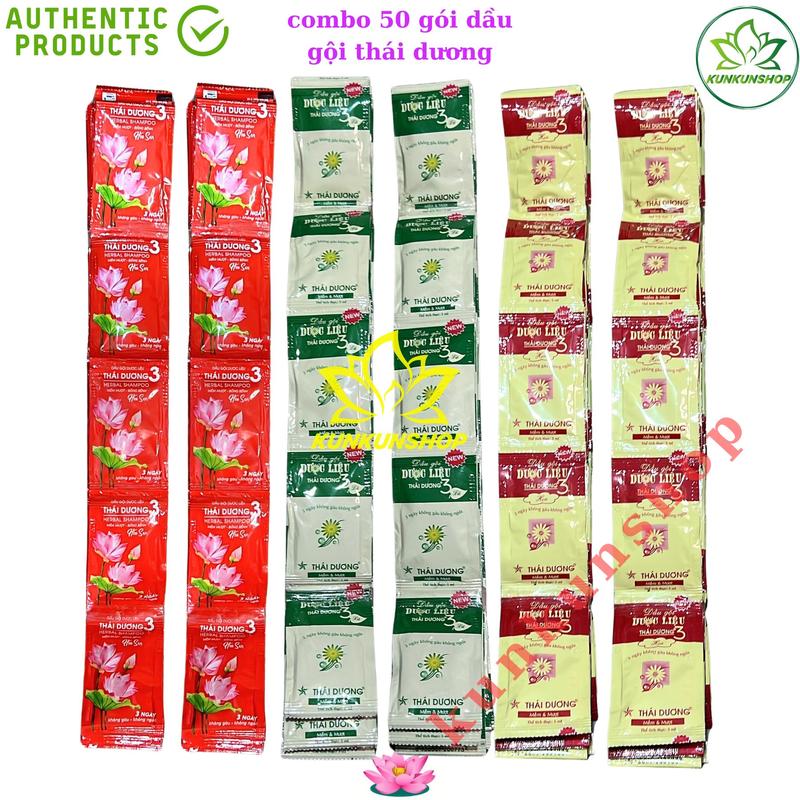 combo 50 gói dầu gội thái dương mẫu mới, hương hoa đào, hoa lá hoa sen thơm mát