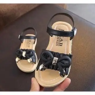 Dép sandal bé gái đính nơ có bấm quai