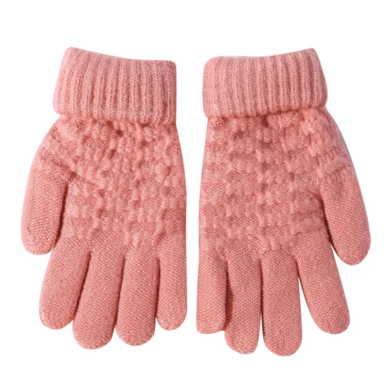 Winter Children Warm Jacquard Stretch Knit Gloves Boy / Girl Cute Full Finger Gloves Thicken Mittens