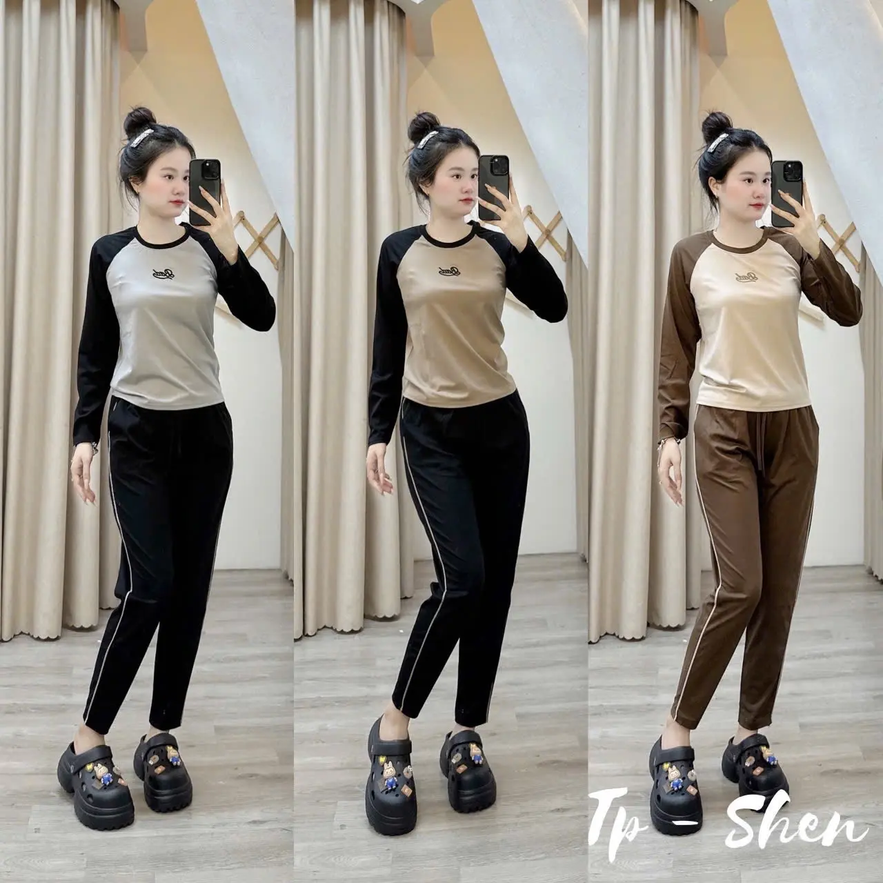 Bộ coton u mì mềm giãn mịn cổ tròn