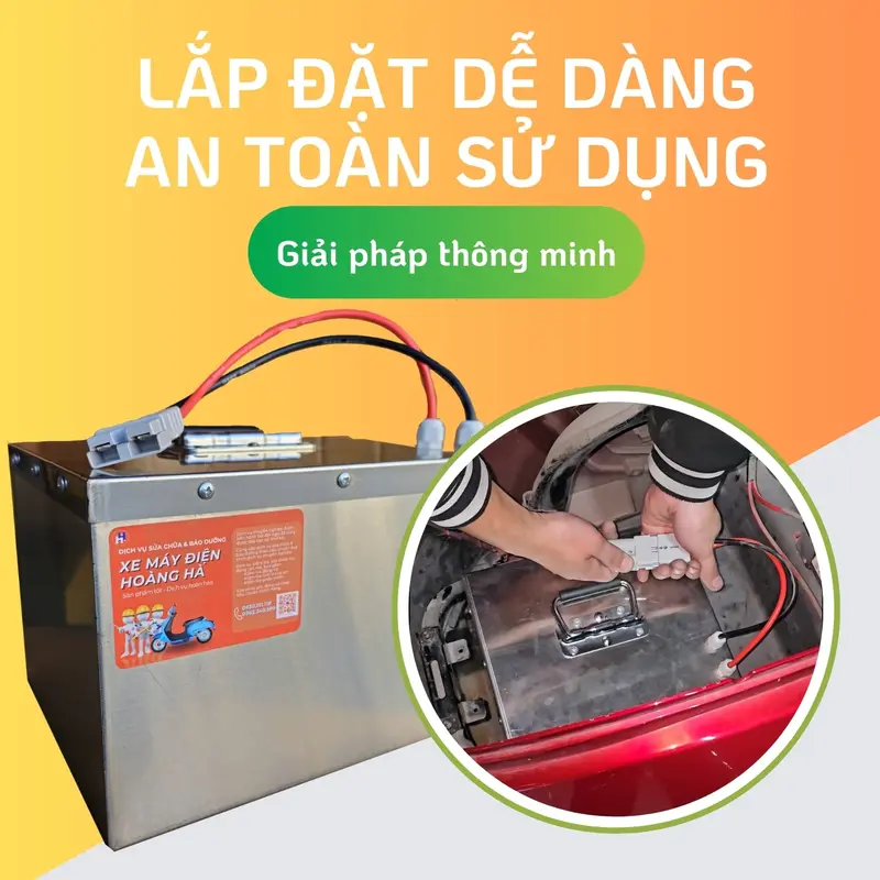 Pin xe máy điện Hoàng Hà dung lượng 60V-30Ah dùng cho xe máy điện chạy 5 bình 4