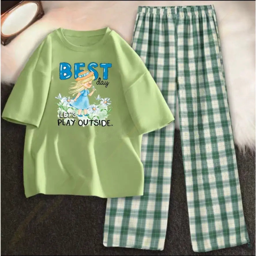 [MIỄN PHÍ SHIP] Sét áo phông Best Day Mix quần karo nhiều màu, Áo thun from rộng, mặc cho Nam và nữ chất đẹp, Sét bộ mặc ở nhà   -Venus.xinh