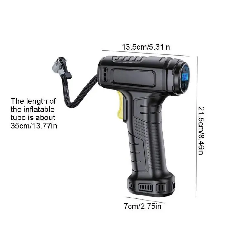Wireless Tire Inflator, Portable Handheld Rechargeable Tire Pump with Digital Pressure Gauge, LED Light & 4 Nozzles for Cars Motorcycles Bikes 1