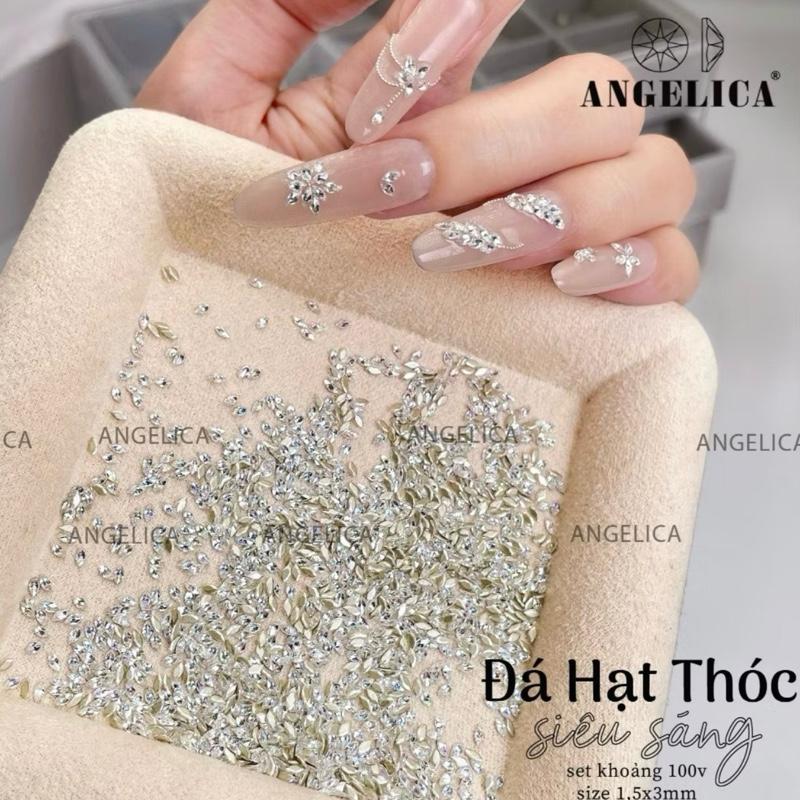 Đá hạt gạo đính nail cho phụ nữ - Mẫu mới Màu Trắng Vàng 100 viên