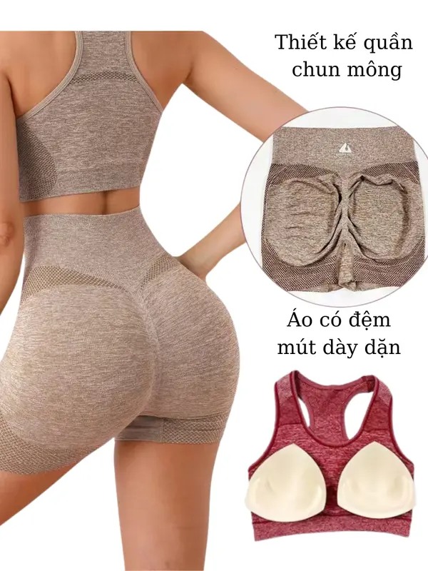 Set Đồ Tập Gym Nữ FITCAN Chun Mông Có Đệm Mút S19 2