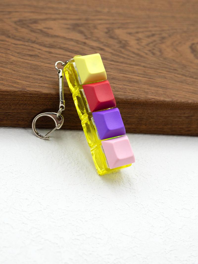 Product Introduction of Fun Keycap Keyboard Keychain As Summer Outfits 2024, Punk Style Keyboard 4 Keys Toy Keychain for Women & Men, Summer Fashion Accessories for Daily Use for Decompression Gift 5