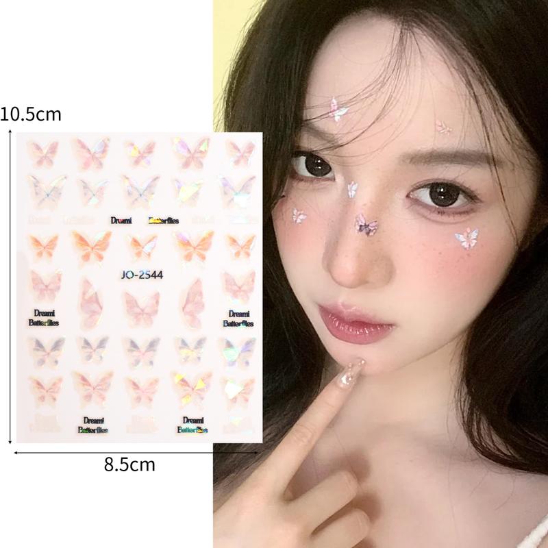 Product Introduction of Miếng Dán Mặt Hình Bướm Lấp Lánh, 5D, Miếng Dán Tự Dính Nhiều Kiểu, Thích Hợp Cho Bữa Tiệc Sân Khấu, Đồ Trang Trí Mặt Tự Làm, Dụng Cụ Trang Điểm, Có Sẵn Trong 1 / 4 Cái 20