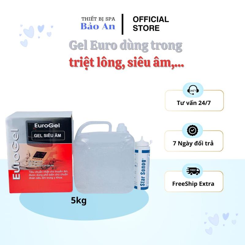 Gel Lạnh Triệt Lông Siêu Âm EURO GEL 5 Lít Màu Trắng Tặng Kèm Bình Nhỏ 250ml