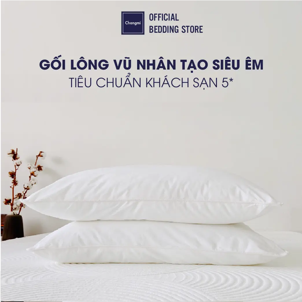 [Best seller] Gối Lông Vũ Nhân Tạo Cao Cấp Changmi Bedding chuẩn khách sạn 5 sao. Gối êm ái, hạn chế đau mỏi cổ vai gáy & kháng khuẩn - 1 chiếc