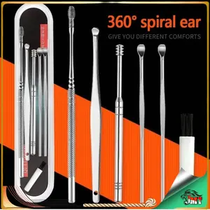 Alat Pembersih Telinga Set 6 In 1 Korek Kuping Stainless Steel Earpick Ear Kotoran