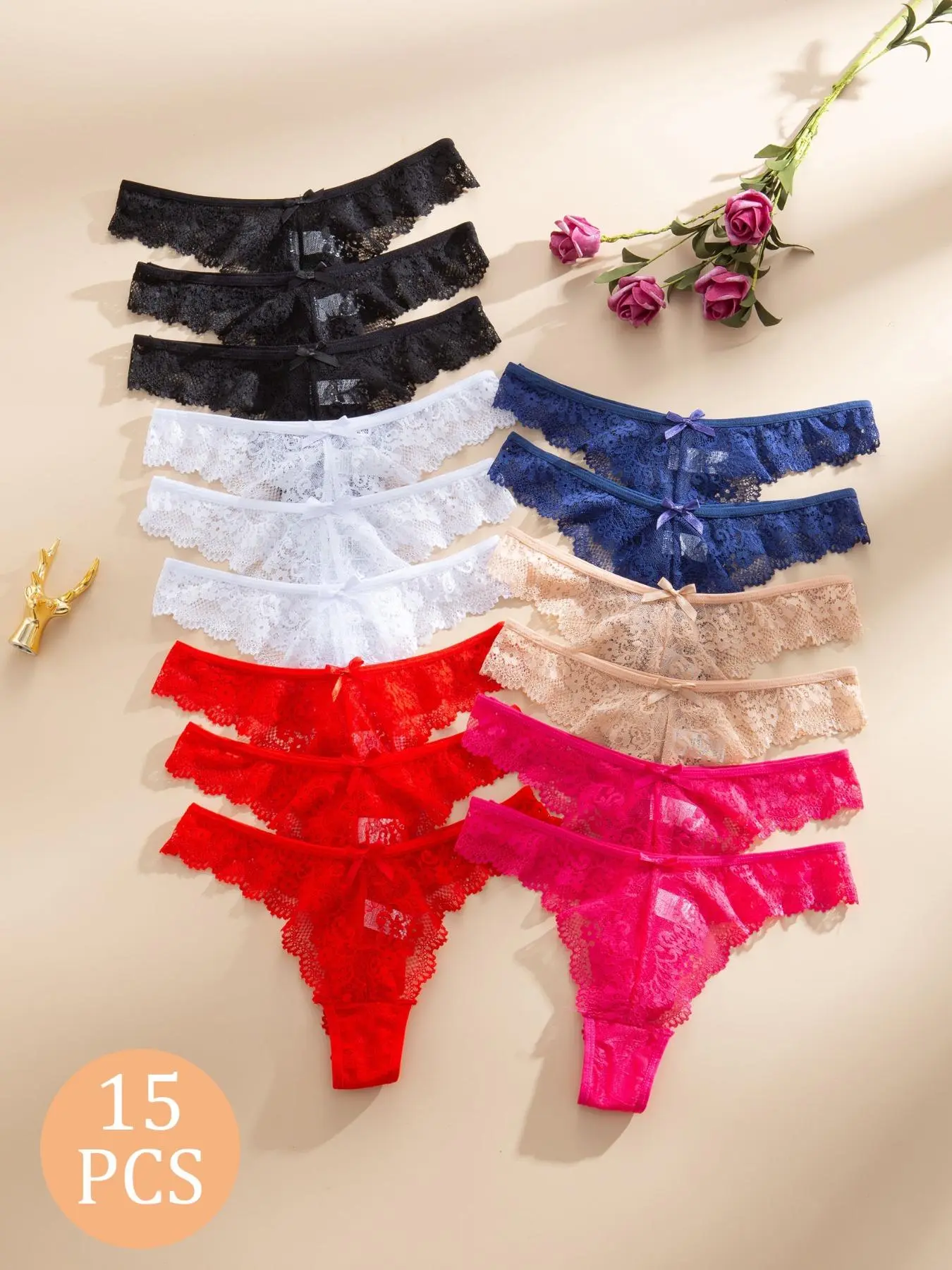 Women's Floral Lace Thong, Soft Comfy Breathable Panty for Daily Wear, Ladies Underwear for All Seasons
