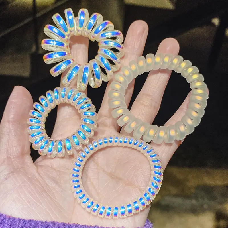 Mermaid Princess Laser Matte Phone Cord Hair Tie Internet Celebrity Bun Hair Rope Women Bracelet Dual-use Small Hair Band penyepit  rambut  letak  dekat  beg black  hair  ties  waist