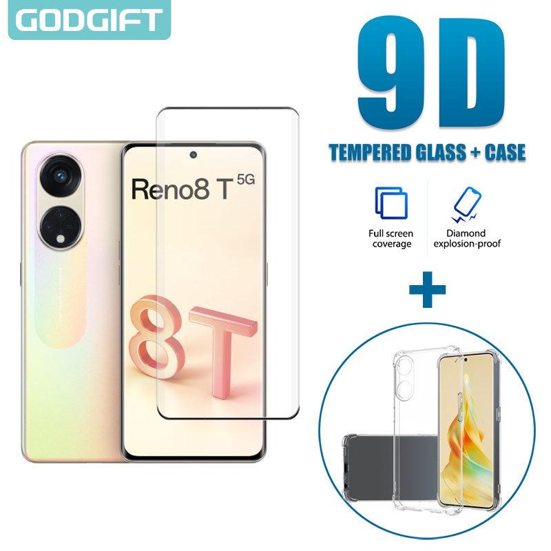 Bảo vệ màn hình bằng kính cường lực 2 trong 1, vỏ chống sốc silicon cho OPPO Reno 8T, 5G, 8T, 4G, 8, 7, 6 Pro, 5G, SE, 8Z, 7Z, 6Z