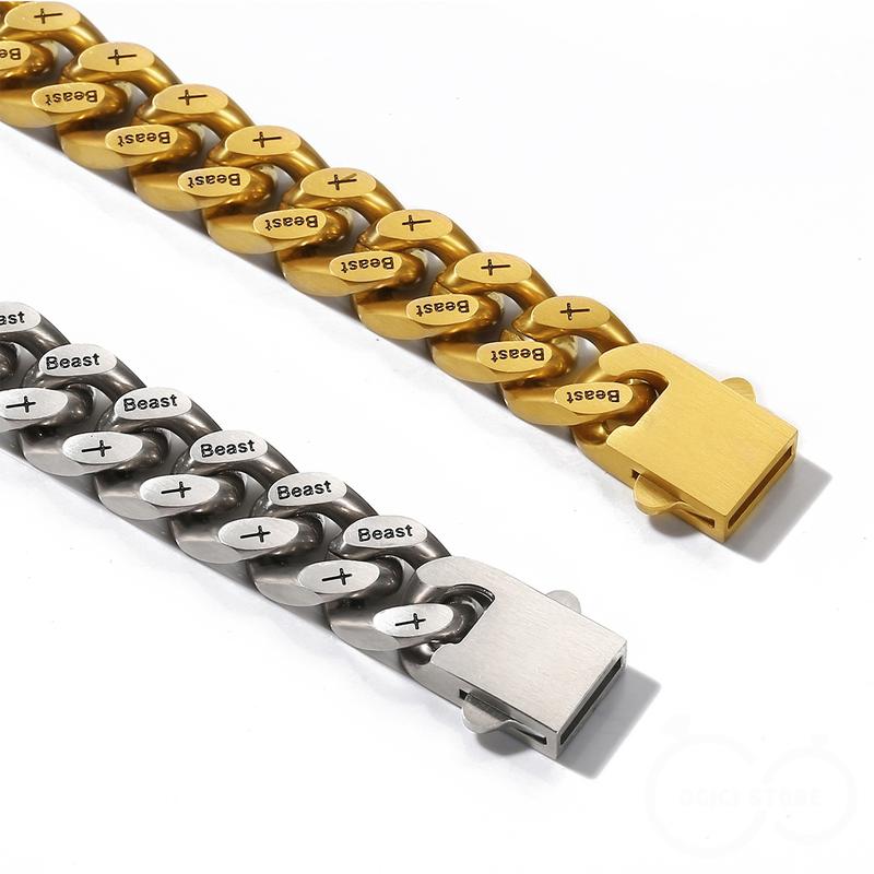 Dây chuyền Lắc tay Cuban Titan thời trang. Vòng cổ Vòng tay Cuban mắt xích chữ tiếng anh cá tính phong cách hiphop Phụ Kiện