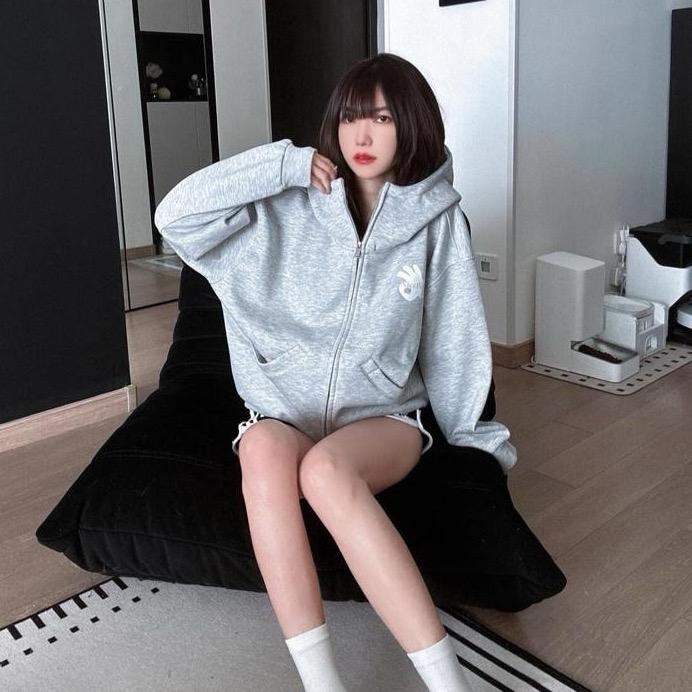 Áo Hoodie Nỉ Bông From Rộng Nam Nữ Logo In OK