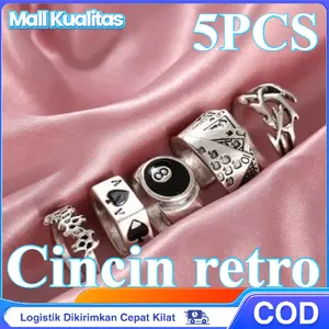 Mall Kualitas 5PCS/Set Punk Cincin Set Wanita Gothic Cincin Hip Hop Fashion Pria netral Perhiasan