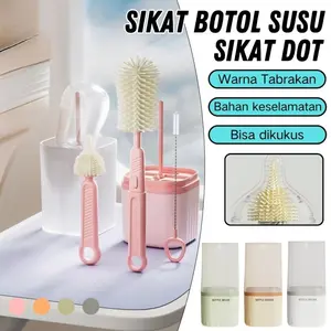 Sikat Botol Bayi Portable 6IN1 Sikat Botol Travelling Multifungsi Pembersih Botol Silikon