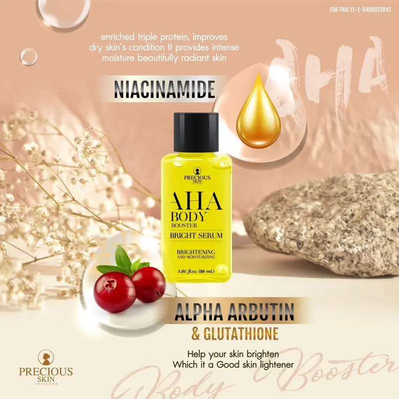Precious Skin Thailand AHA Mimi Body Booster Whitening serum Set / Bodylotion / Serum / Pemutih 250ml lotion memutihkan niacinamide  arbutin  extract Wangi Kering 4