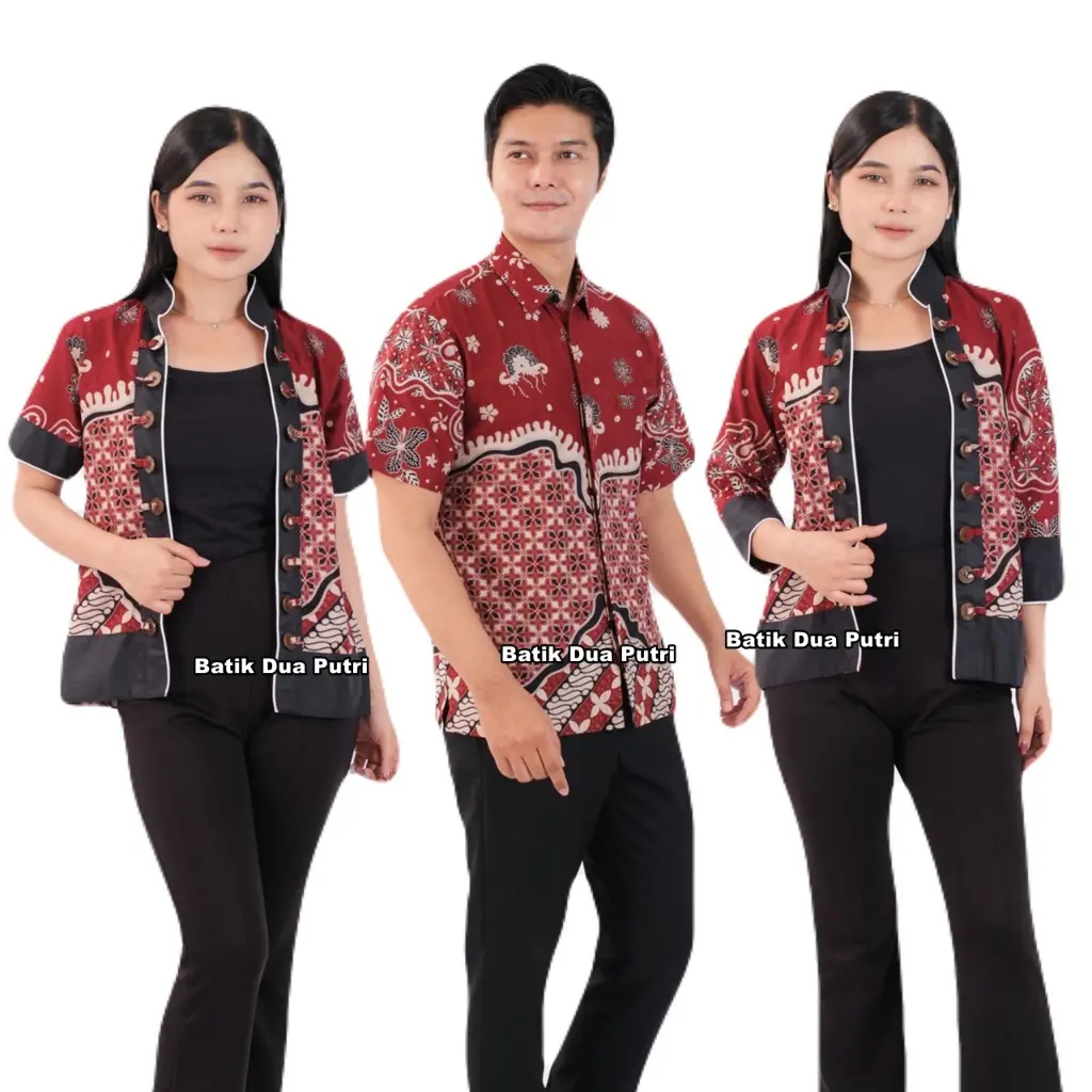 Bolero Couple Seragam Kantor Atasan Wanita Kemeja Pria Sku ROSELA by Batik Dua Putri Baju Hitam Baju Hitam viral