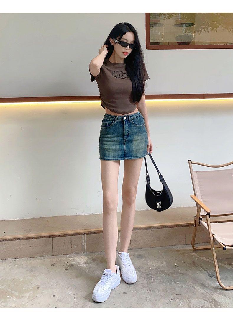 Product Introduction of Chân Váy Ngắn Denim, Chất Lượng Cao Cấp, Phong Cách Bodycon Gợi Cảm, Màu Xanh Dương Cổ Điển Thích Hợp Cho Mùa Xuân Và Mùa Hè, Co Giãn, Chân Váy Hình Chữ A Nhỏ 6