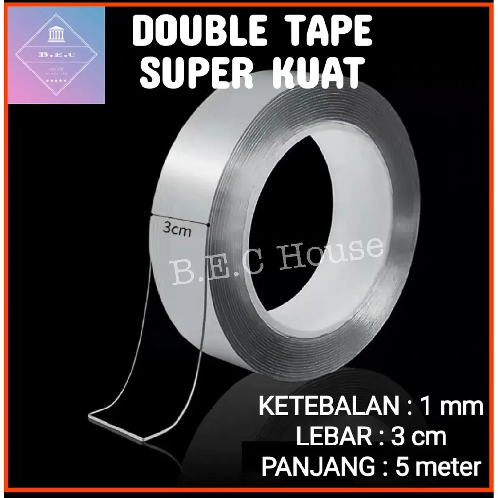 [TERLARIS] [180gram][1mmX5meter] Double Tape Nano Tape Ivy Grip Tape Isolasi Selotip 2 Sisi Kuat Dicuci