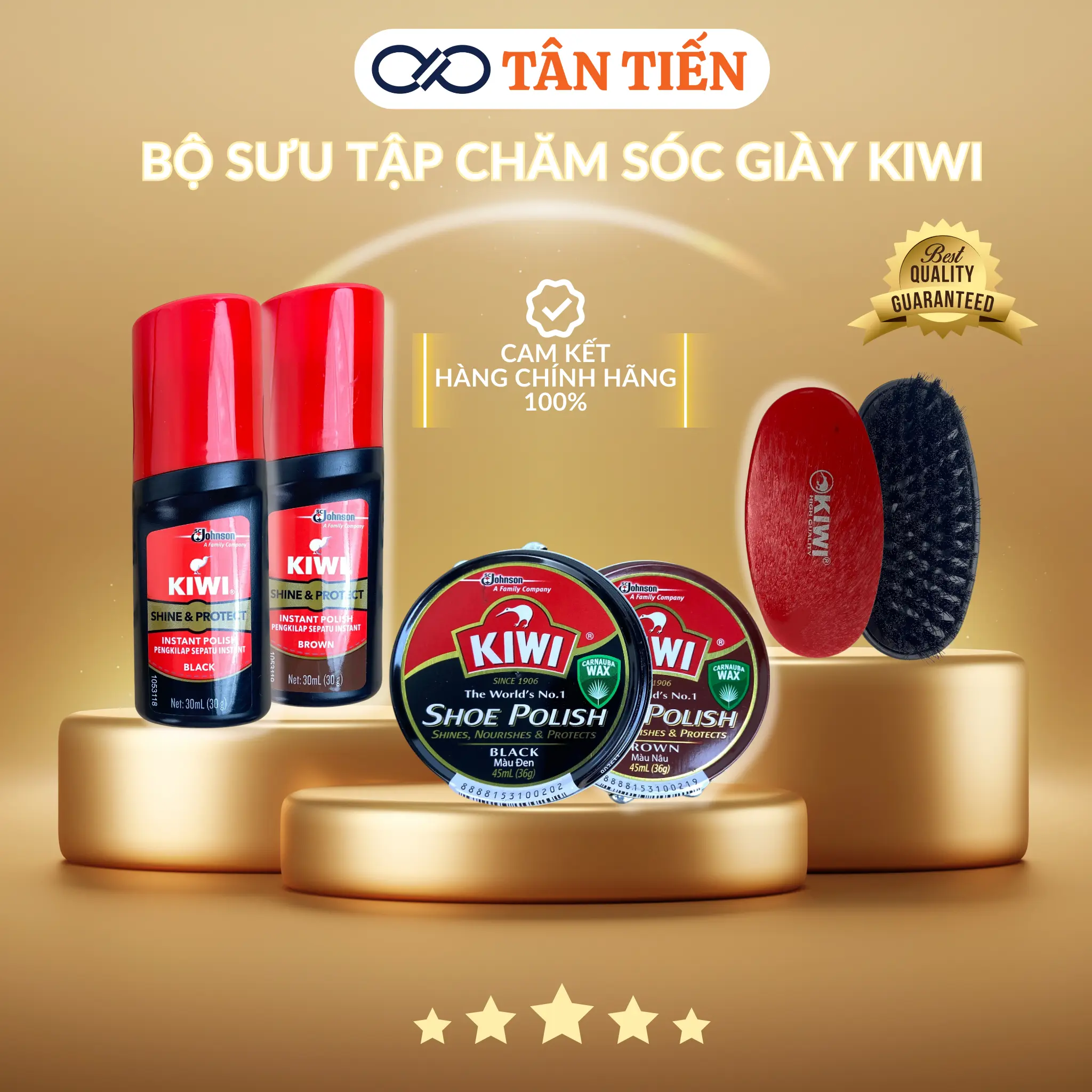 Xi KIWI CHÍNH HÃNG - Xi Sáp, Xi Nước Đánh Giày Đen Nâu - Bàn Chải Đánh Giày