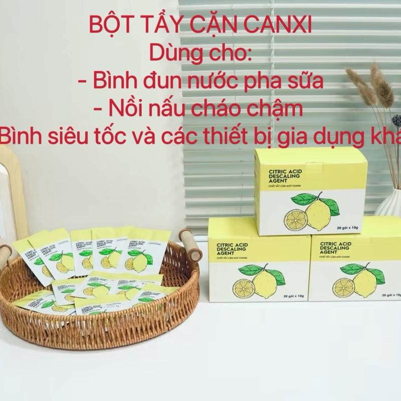 Gói bột tẩy cặn, khử cặn canxi làm sạch bình đun nước pha sữa cho con và làm sạch nhiều thiết bị gia dụng cho gia đình an toàn 0