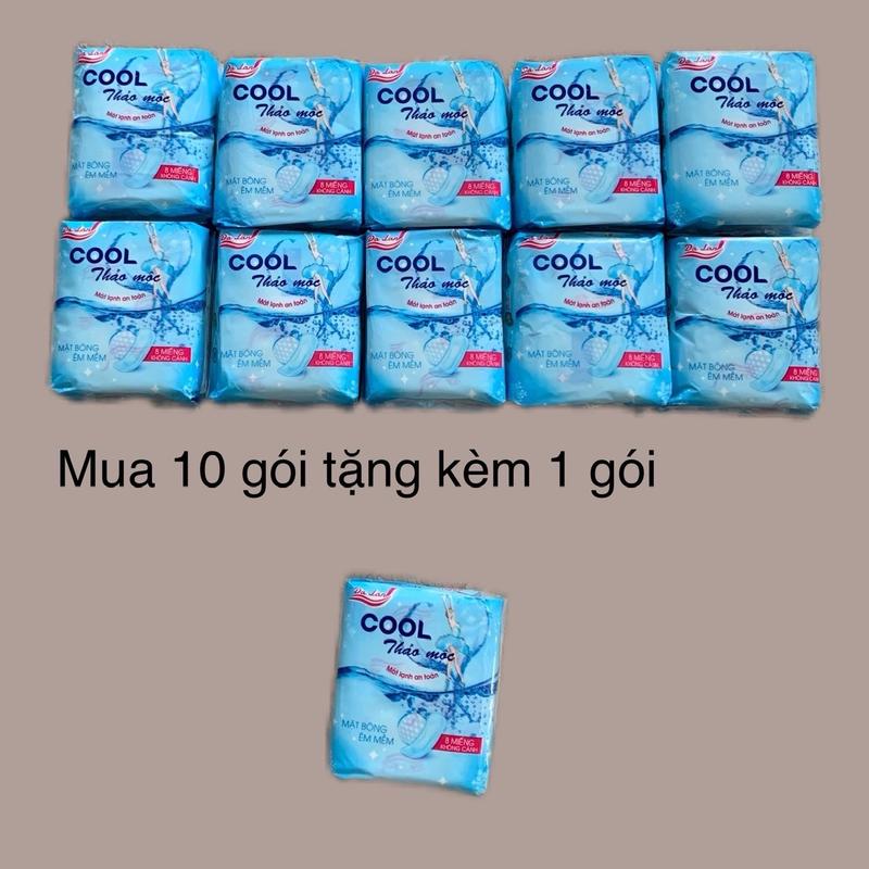 Combo 10 gói băng vệ sinh dạ lan cool thảo mộc không cánh dùng cho ngày kinh nguyệt nhiều gói 8 miếng