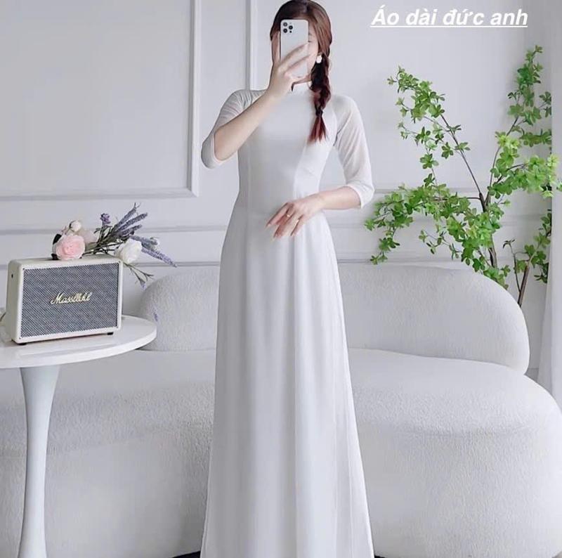 [TAY LỠ] (SẴN HÀNG) Áo dài trắng học sinh đồng phục cấp 3 Nữ  Dress Women Voi Voan Kem