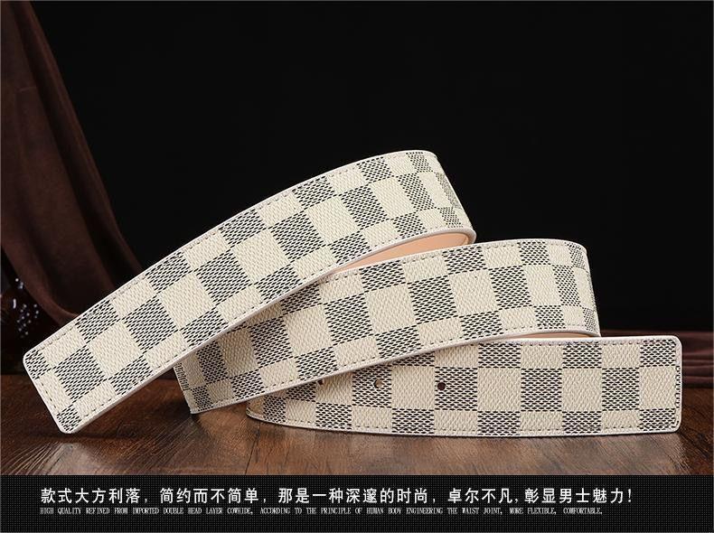 Product Introduction of New Men's Leather Belt Smooth Buckle Belt Letter H Youth Plaid Pant Belt Men's Korean Style Trendy Casual All-Matching 2