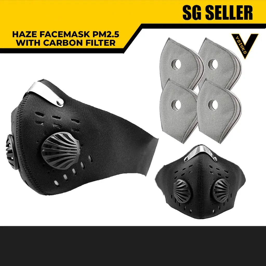 sg seller mask for haze pm2.5 etc with carbon filter for Outdoor, Sports, Running, Washable face Shield, Unisex Breathab