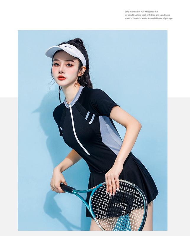 Product Introduction of Swimsuit 2024 New Student Skirt Vacation Hot Spring Fashion Sports Cover Belly Slimming One-Piece Swimsuit 7