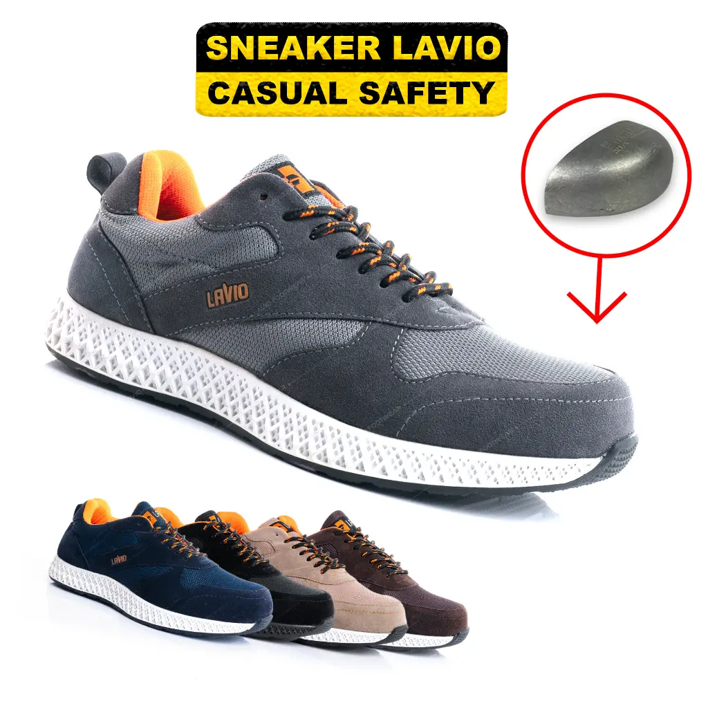 Sepatu Casual Pria Original Branded Keren 2023 Lavio Alden bahan Suede Safety Ujung Besi Rubber ringan Kerja Sneakers Shoes Synthetics Brown Work & Safety Footwear sepatu  safety